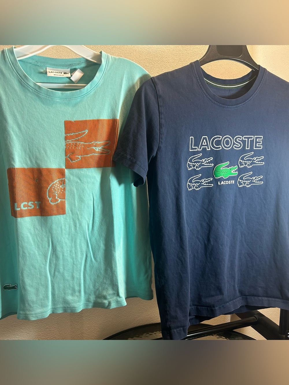 Lacoste Kids Short Sleeve Graphic Tees in Navy & Mint size M (11-12)100%cotton.